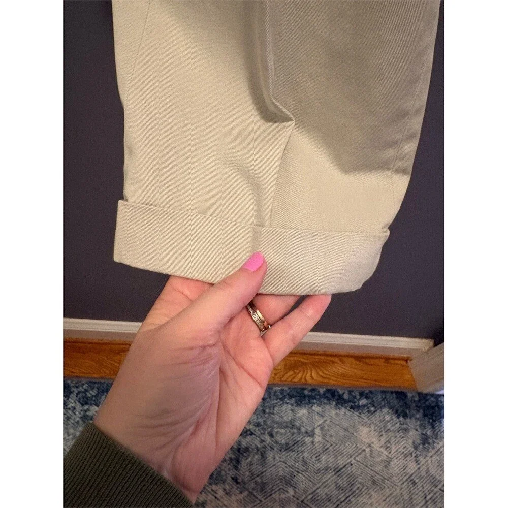 Brooks Brothers Dress Pants Mens 38x30 Beige Pleated Cuffed Straight Leg - Picture 4 of 9